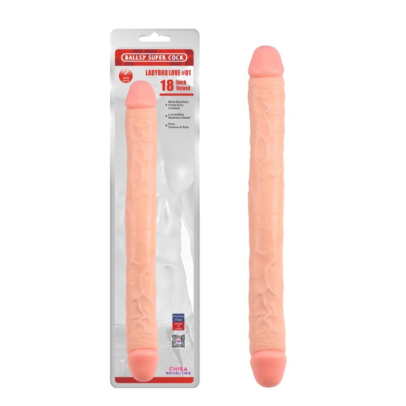 Proste podwójne dildo do sexu lesbijskiego 46 cm